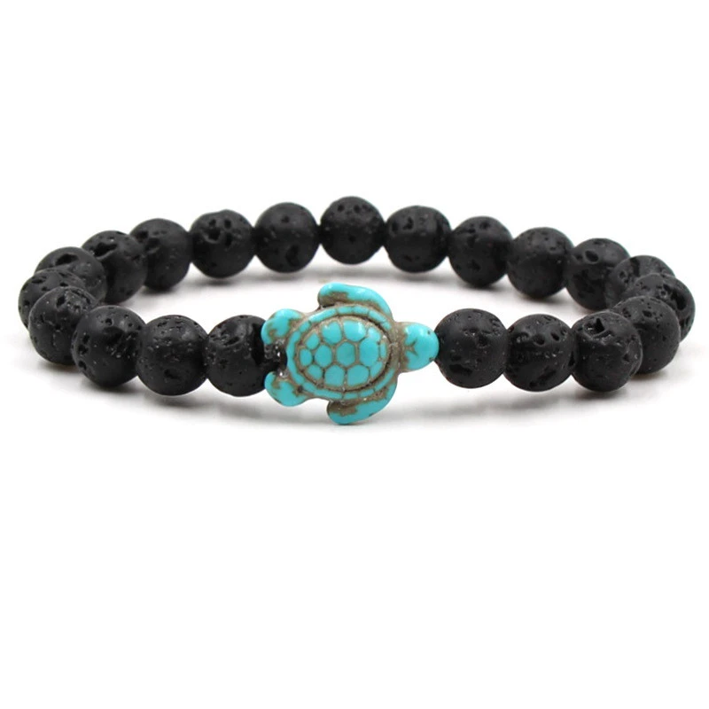 Volcanic Stone White Turquoise Variety Of Natural Stone Men's And Women's Elastic Bracelets