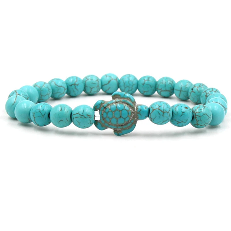 Volcanic Stone White Turquoise Variety Of Natural Stone Men's And Women's Elastic Bracelets