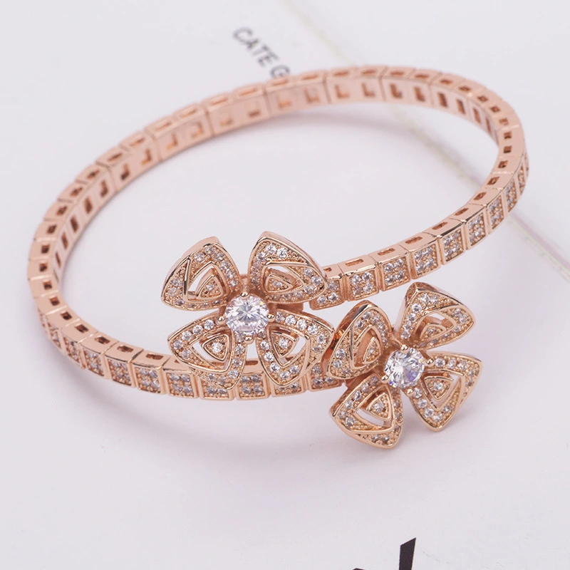 Modern Jewelry Female Spring Snake Bone Hollow Double Flower Jewelry