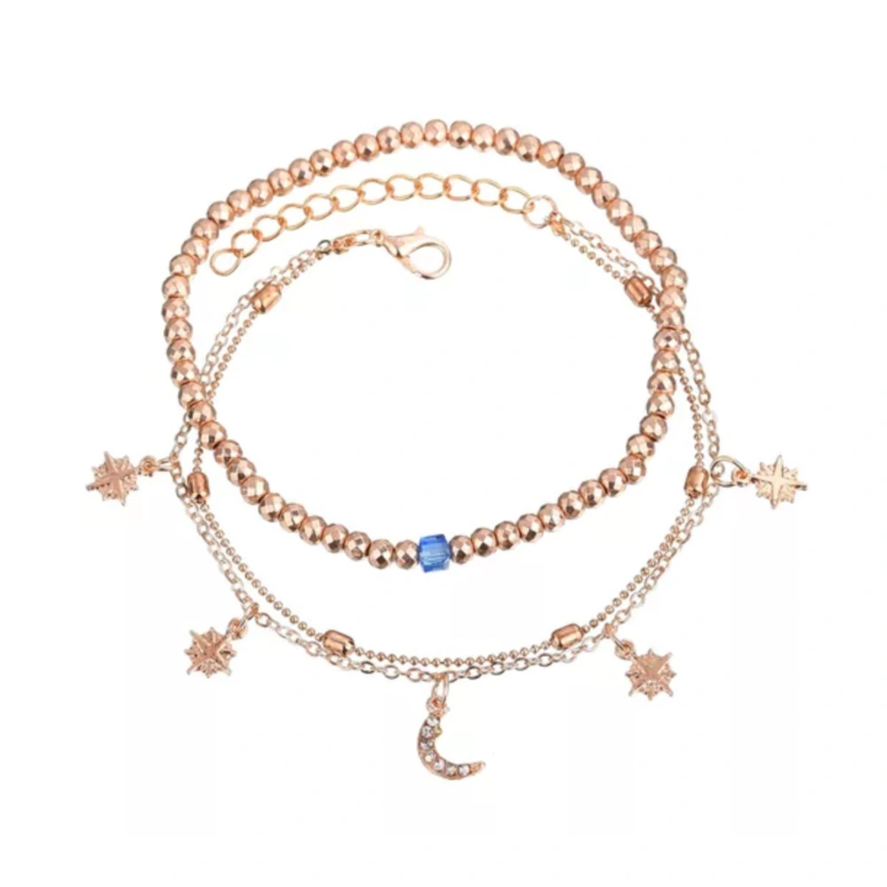 Anklet Multi-layer Women's Beaded Star Moon Anklet Women