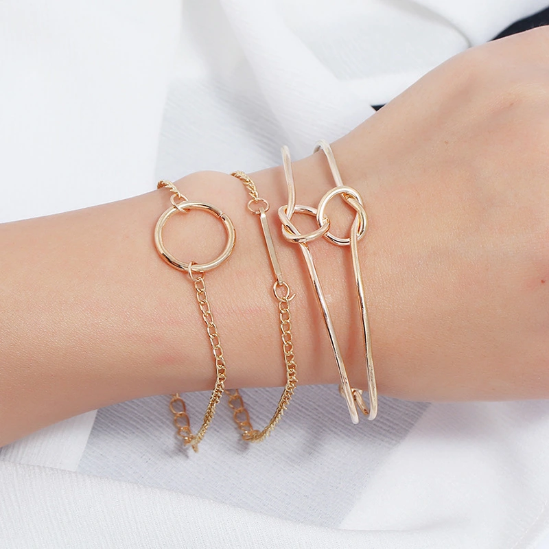 Ring Circle Gold Plated Bracelet Bracelet Three-piece Set Bracelet