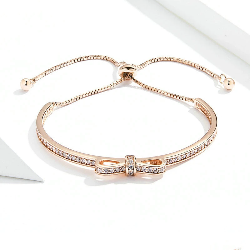 Silver Bow Knot Bracelet Gold Plated S925 Silver Bracelet Simple And Fashion Golden Bracelet