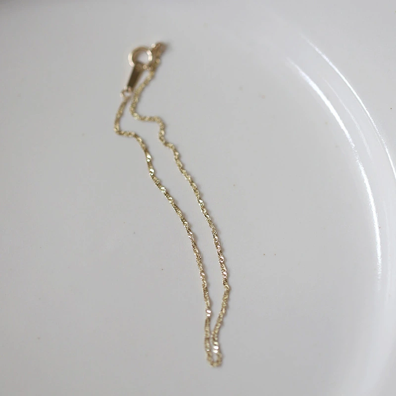 925 Sterling Silver Plated 14K Gold Bracelet Twist Water Ripple Nude Chain Female Chain