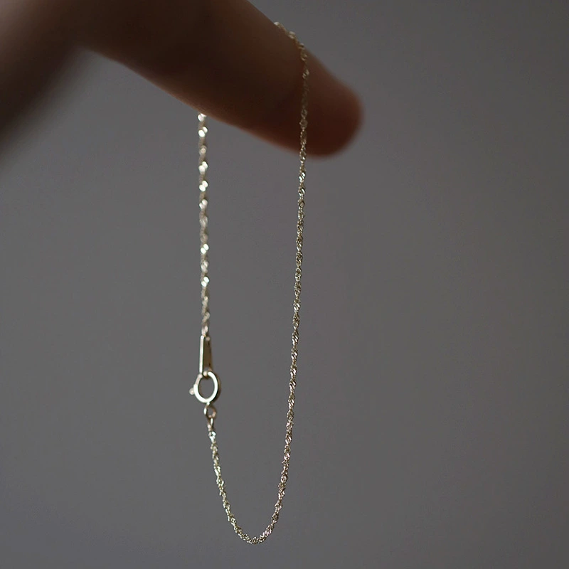 925 Sterling Silver Plated 14K Gold Bracelet Twist Water Ripple Nude Chain Female Chain
