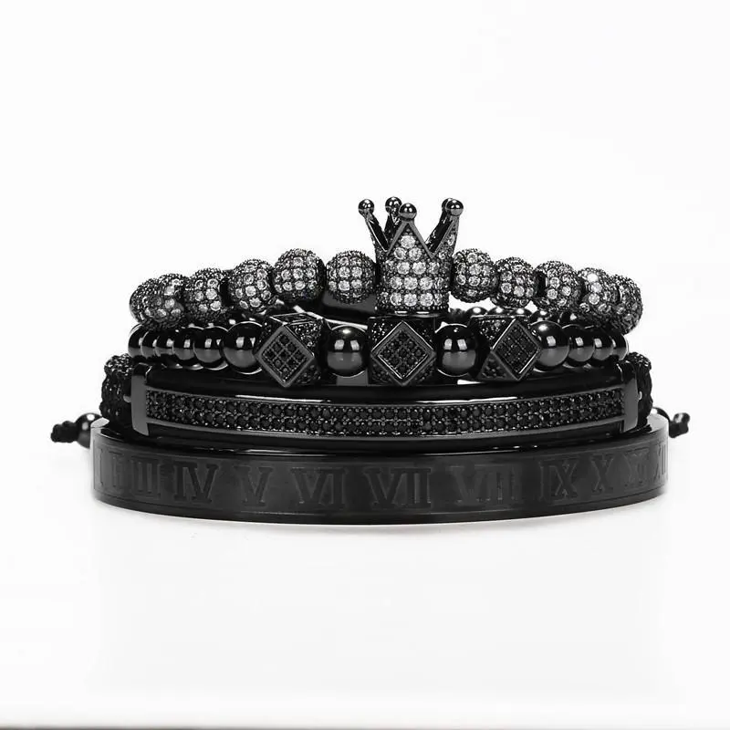 Cross Border Popular Copper Inlaid Zircon Crown Diamond Ball Bracelet Double Row Crescent Combination Set Bracelet
