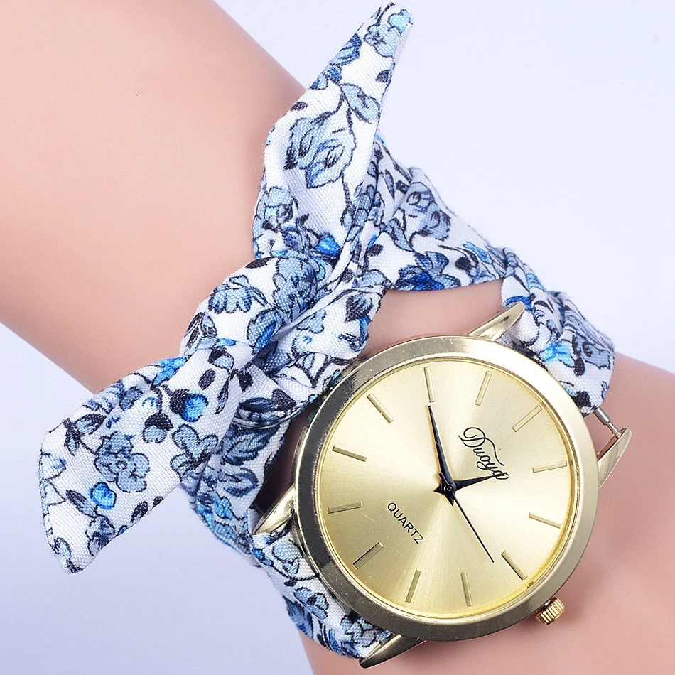 Ethnic Style Floral Cloth Strap Watch Fashion Decoration Women's Bracelet Watch