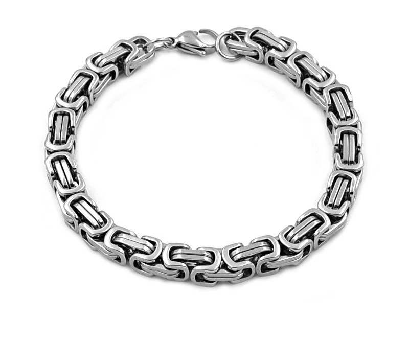 Stainless Steel Men's Byzantine Bracelet Monarch Emperor Chain Bracelet