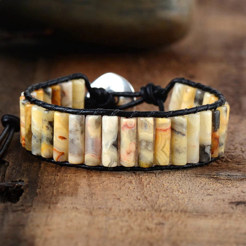 Natural Stone Hand-woven Leather Single Layer Bracelet