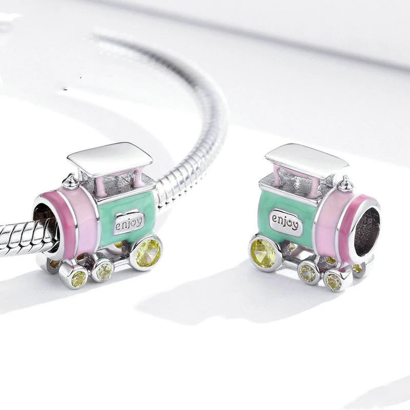 Colorful Train Beaded Bracelet Dripping Oil Vehicle Bead Jewelry Accessories