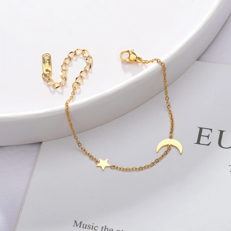 Golden Thin Bracelet Female Star Moon