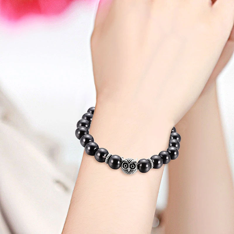 Creative Owl Round Black Magnetic Magnet Bracelet