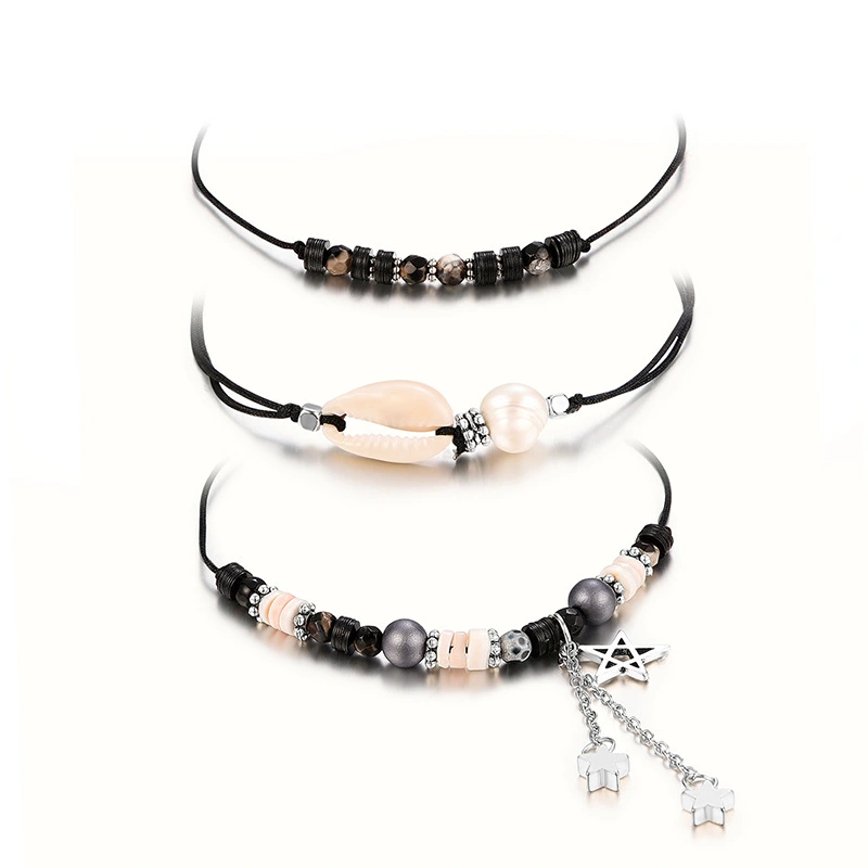 Design Star Tassel Pendant Black Bracelet