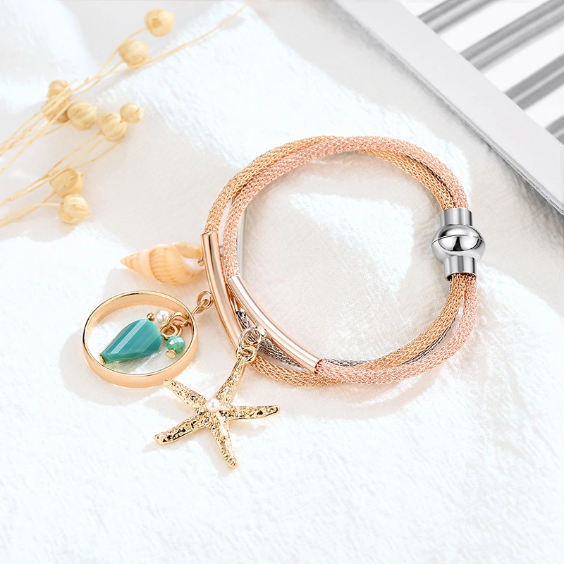 Pearl Geometric Conch Alloy Tassel Pearl Bracelet