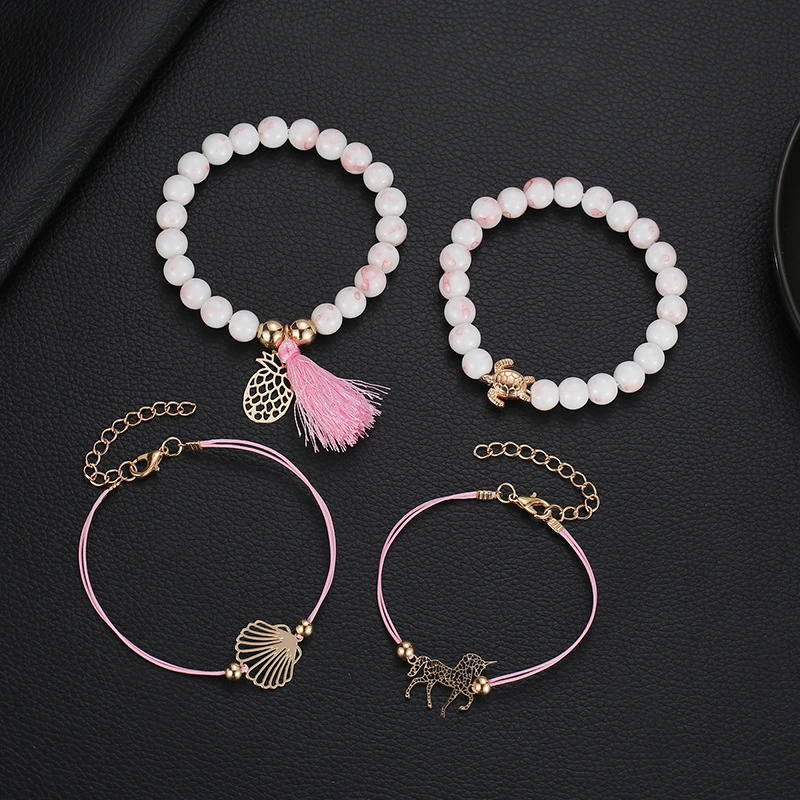 Hollow Four Piece And White Series Beaded Bracelet