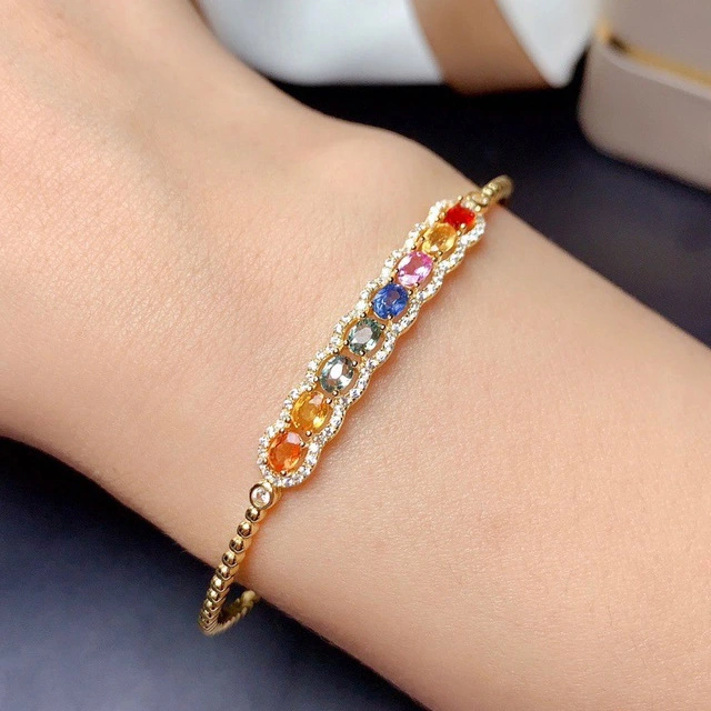 New Product Temperament Full Diamond Simulation Color Tourmaline Bracelet