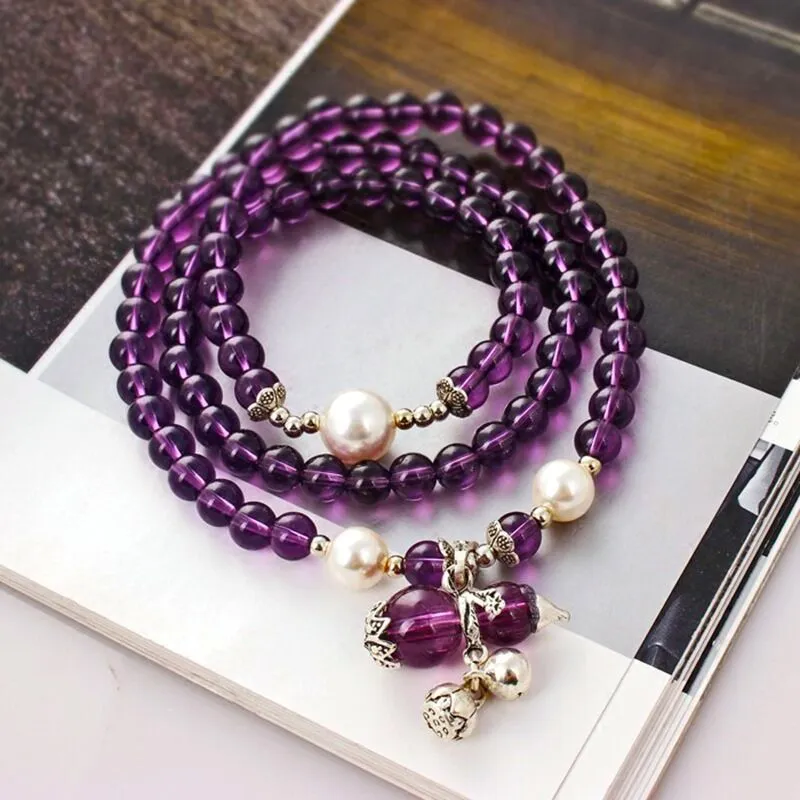 Amethyst Bracelet Female Lucky Transfer Pearl Gourd Crown