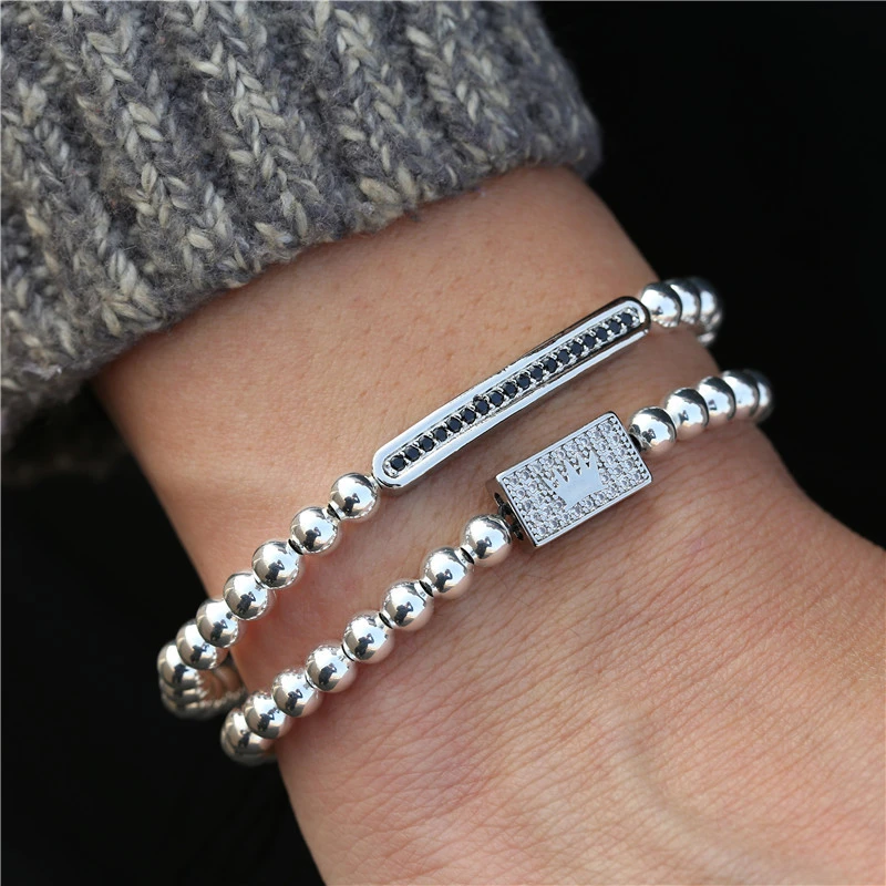 Fashion Rectangle Micro-inlaid Zircon Crown Bracelet