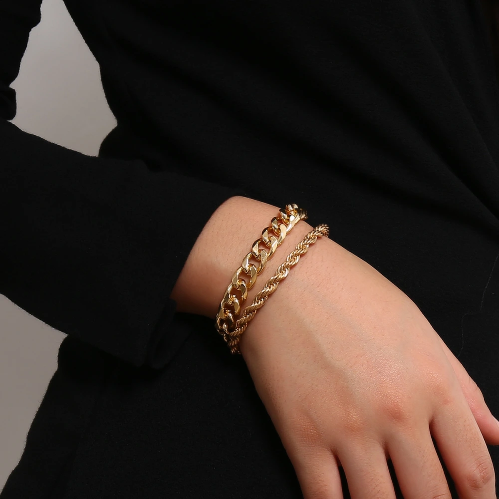 Twist chain geometric combination bracelet