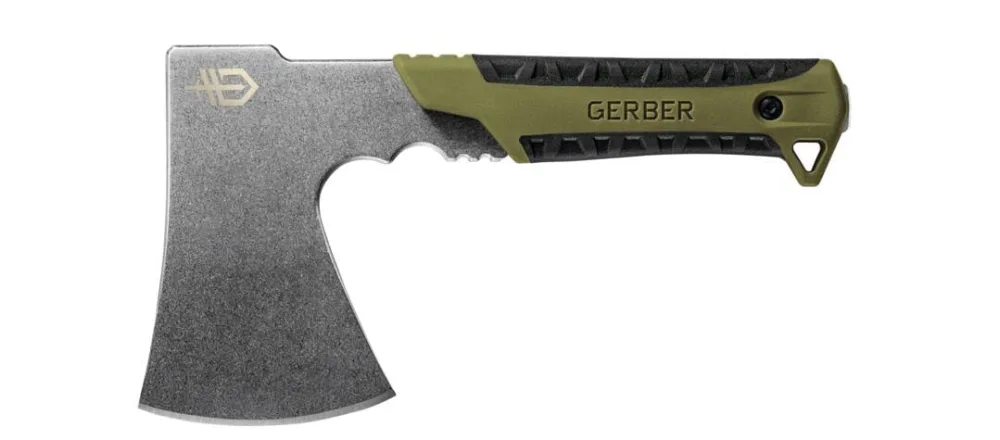 Gerber Gear Pack Hatchet - 3.5" Steel Blade Axe with Full Tang - Survival, Bushcraft and Camping Gear - with Mountable Nylon Sheath - Sage Green