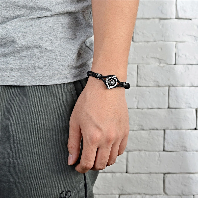 Titanium steel leather rope bracelet