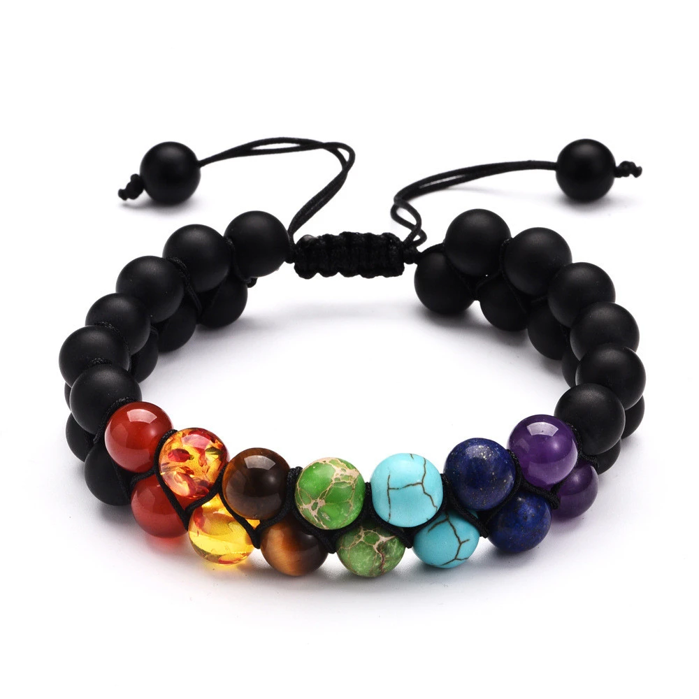 Seven chakra double layer natural stone bracelet