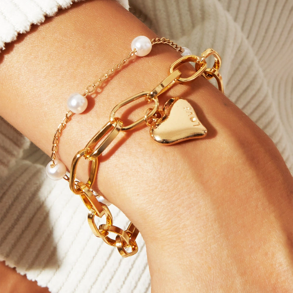 New Style Hand Jewelry Creative big-name Pearl Love Double-layer Bracelet