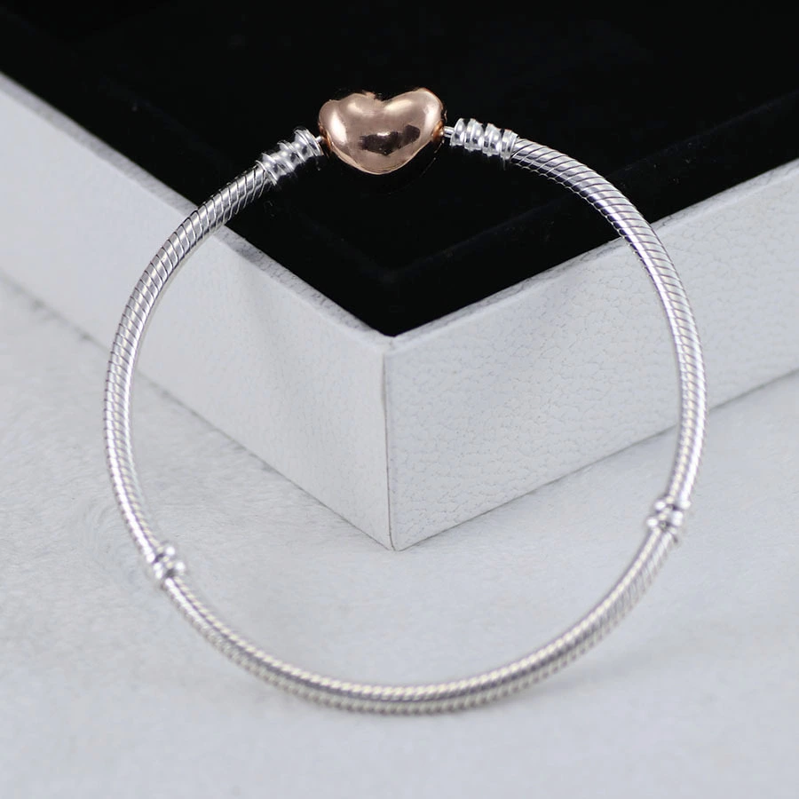 Rose Gold Heart chain buckle snake bone chain