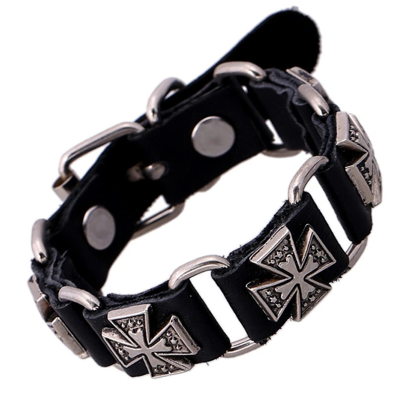 Vintage punk link leather bracelet