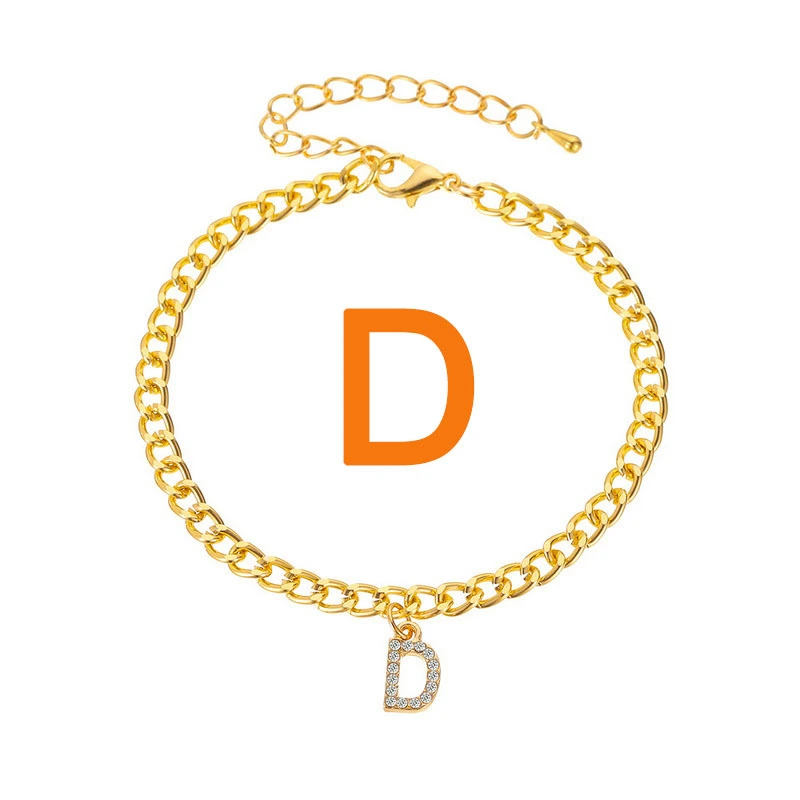 New Letter Rhinestone Alloy Chain Anklet