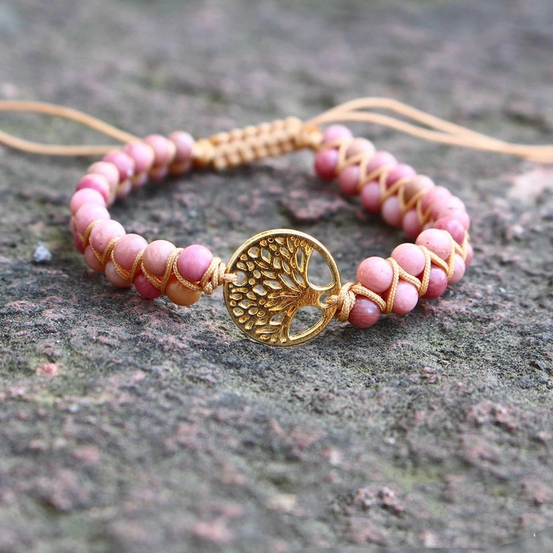 Cross-border New  Natural Stone Bracelet, Beaded Tree Of Life Bracelet, Couple-style Woven Bracelet