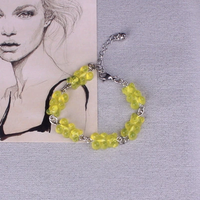 Cute Gummy Bears Bracelet Stainless Steel Chain Pendant Charms Bracelets for Women Men Wrist Ankle Jewelry Girls Birthday Gift