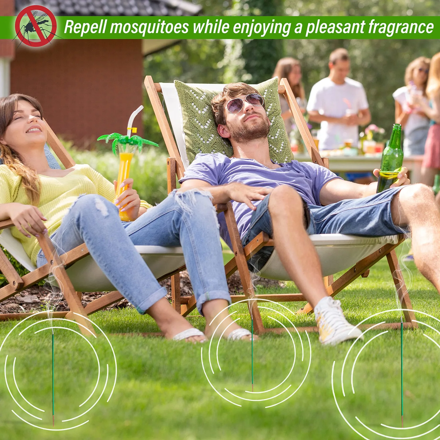 Mosquito Repellent Incense Sticks 50 Pieces per Box, Repellent for Patio/Natural Ingredients Citronella Oil/Lemongrass Oil/Made with Natural Based Essential - DEET Free - Mosquito Repellent Outdoor