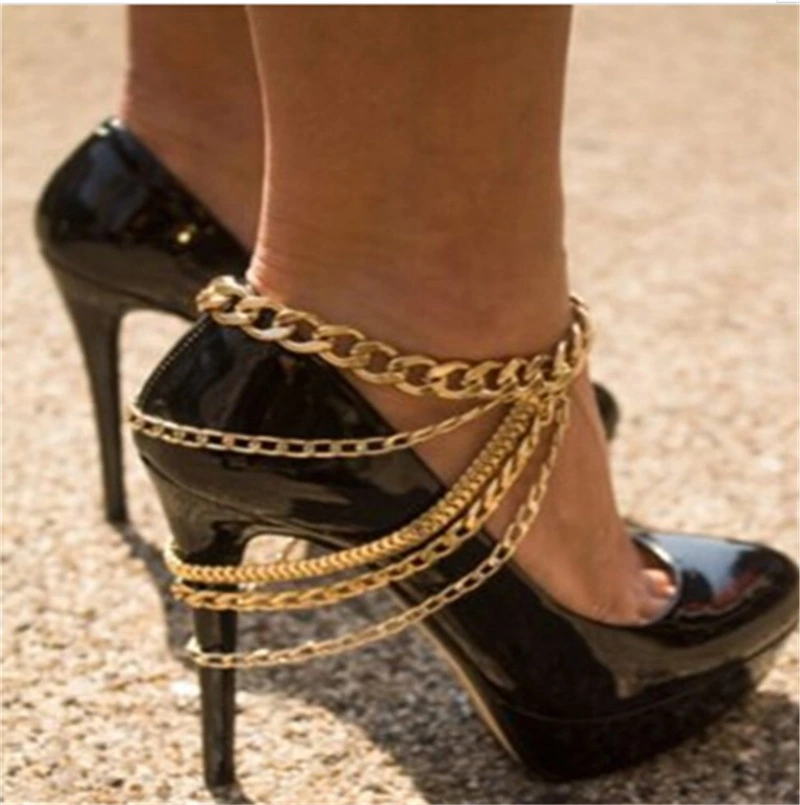 Personality Style Multi-layer Chain Tassel Heel Chain Foot