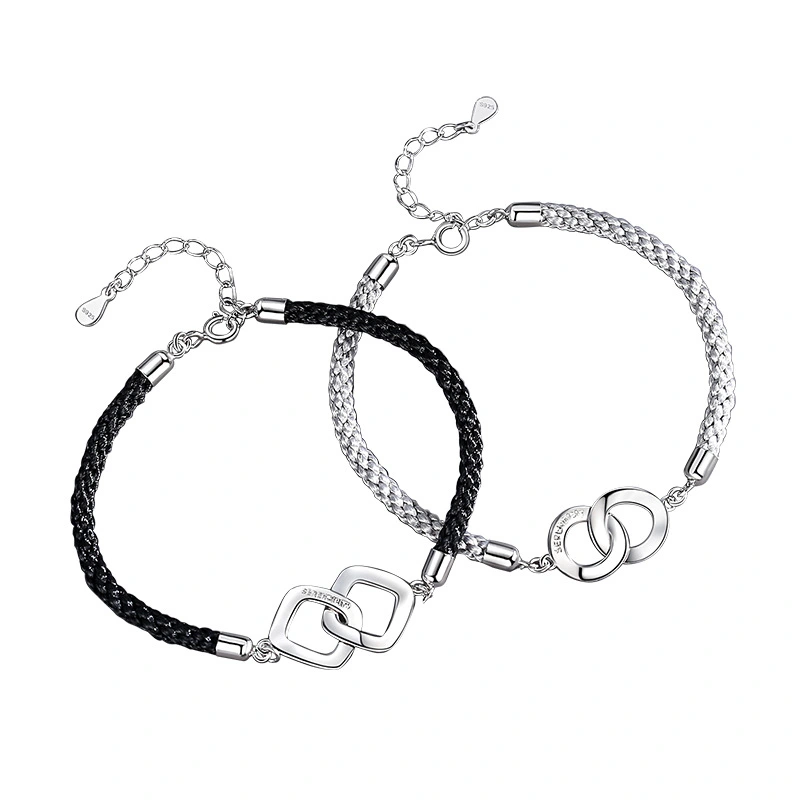 Simple Niche Double Interlocking Men's And Women's Bracelet Braided Rope