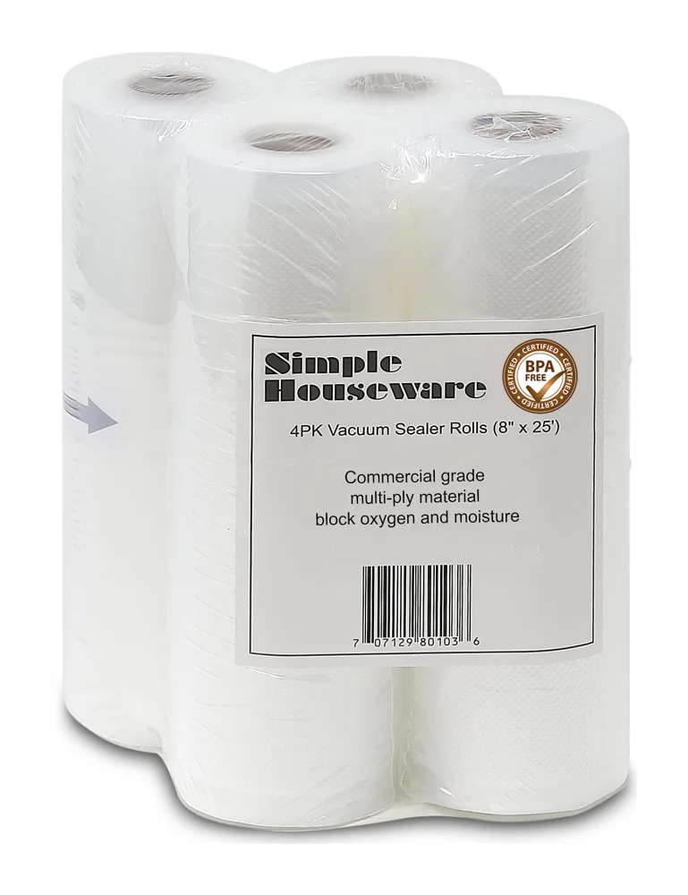 Simple Houseware Vacuum Sealer Bags 8'' x 25' Sous Vide Roll, 4-Pack