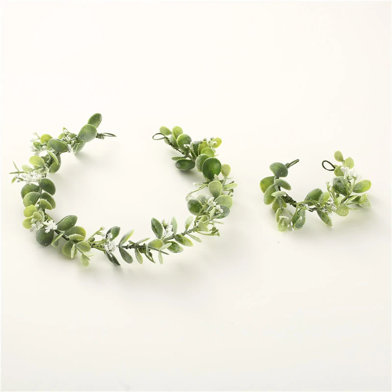 Green Plant Flower Bride Holiday Wedding Flower Head Wreath