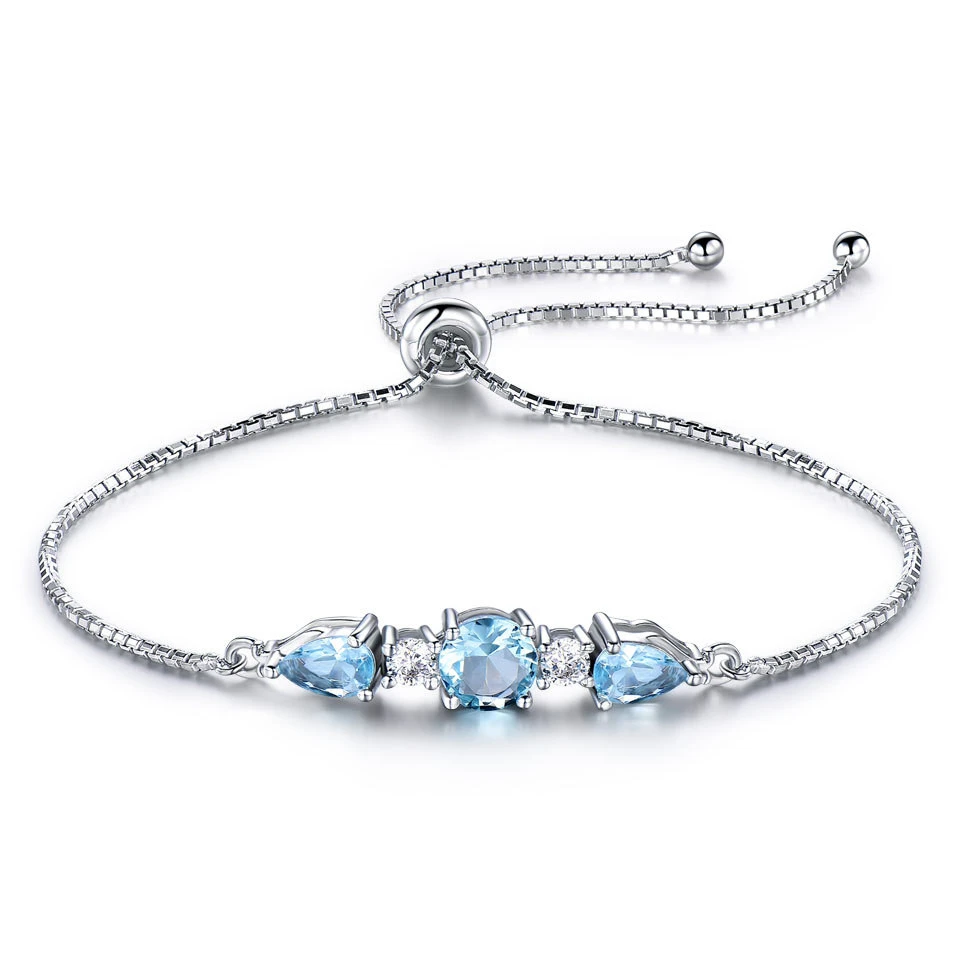 Fashion Personality Jewelry Sky Blue Topaz Adjustable Tennis Bracelet