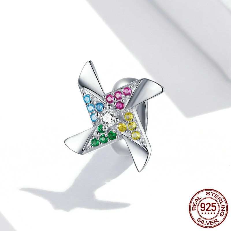 S925 Sterling Silver Colorful Small Windmill  Bracelet Beaded