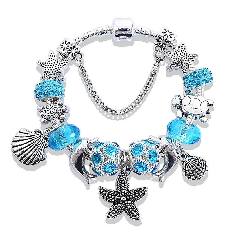 Ocean Wind Starfish Pendant Bracelet Crystal Bracelet With Diamonds