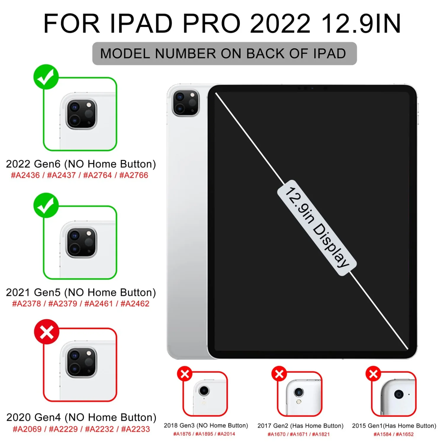 Soke New iPad Pro 12.9 Case 2022 2021(6th 5th Generation) - [Slim Trifold Stand + 2nd Gen Apple Pencil Charging + Auto Wake/Sleep],Protective Hard PC Back Cover for iPad Pro 12.9 inch(Navy)