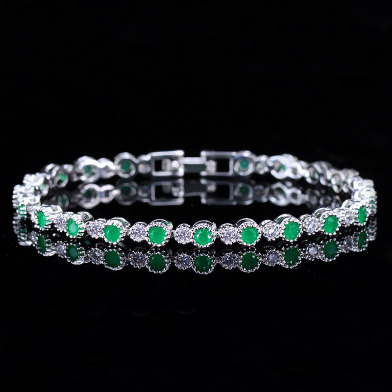 Brass With Platinum Plated Zircon Bracelet