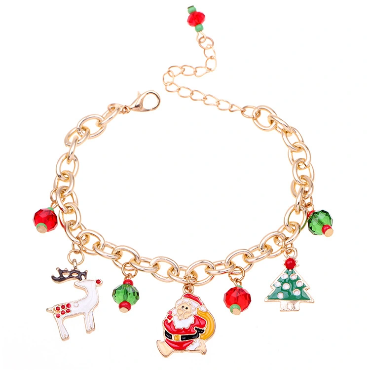 New Santa Claus Bracelet Alloy Dripping Oil Christmas Tree Elk Bracelet Gift