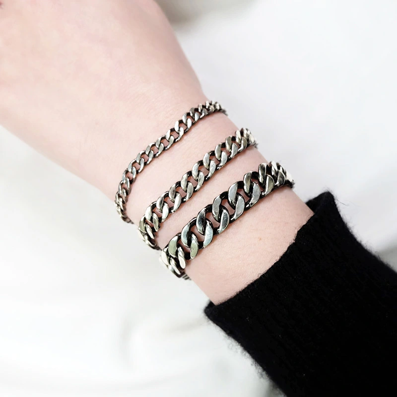 Silver Wide Chain Twist Bracelet