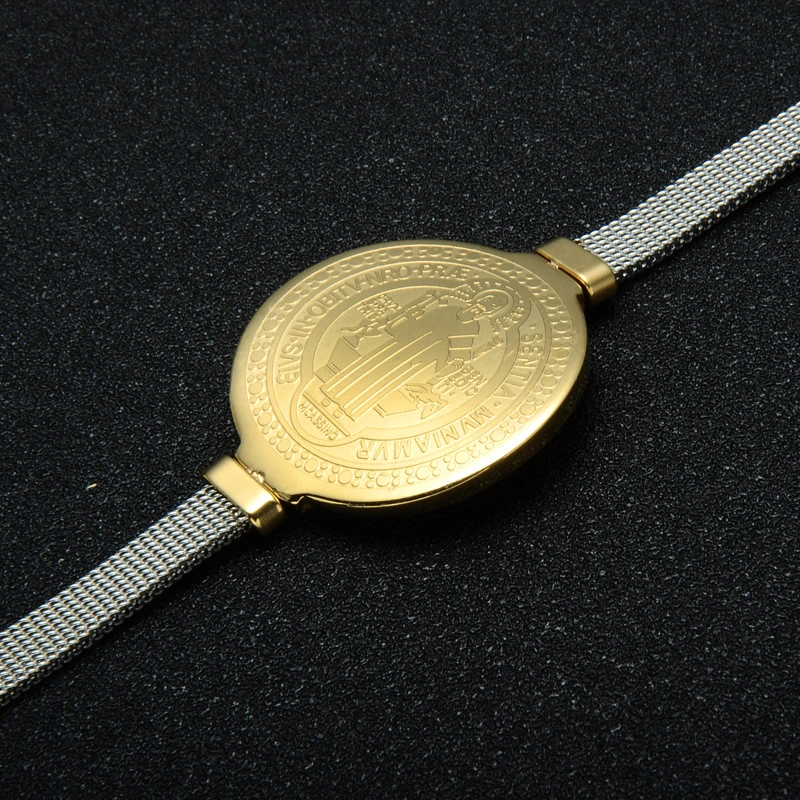 Stainless Steel Catholic Saint Benedict Bracelet Titanium Steel