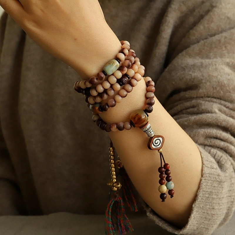 Original Ecological Bloody Natural Camel Bone Bracelet Tibetan Buddhist Beads 108 Pcs