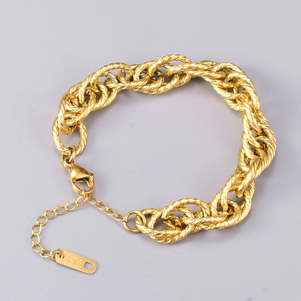 Ladies Golden Double Layer Twist Bracelet