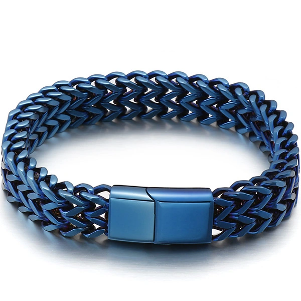 Double Row Positive And Negative Keel Flat Buckle Titanium Steel Men's Bracelet