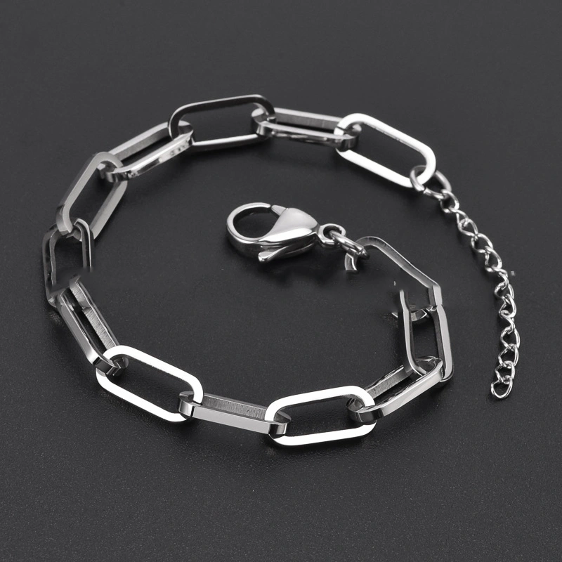 Square Lattice Paperclip Titanium Steel Bracelet