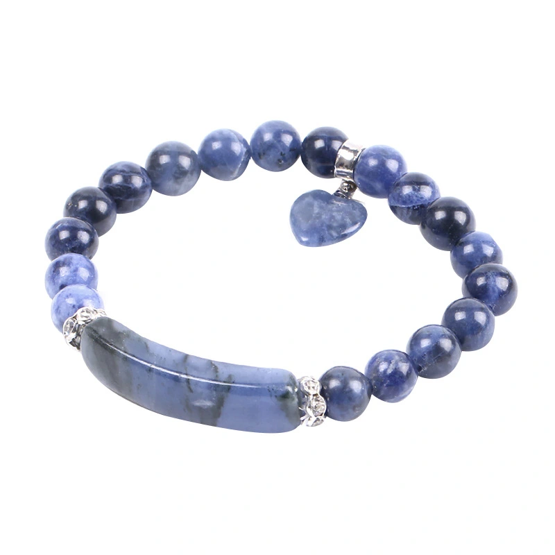 Semi-precious stone elastic bead bracelet