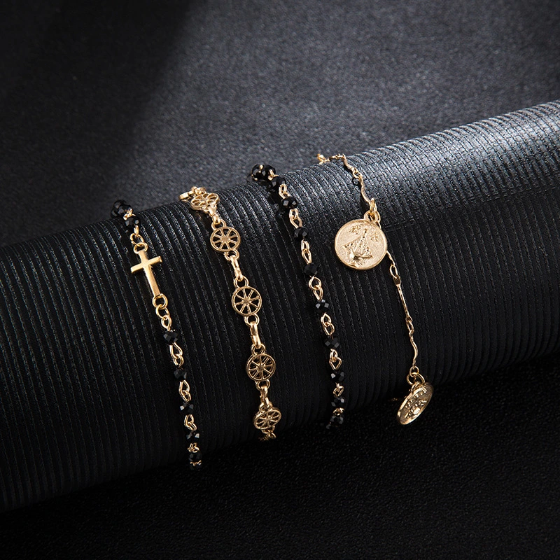 Four-piece alloy cross bracelet